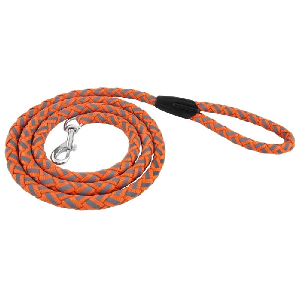 RUFFIN&#39;IT 80137 Reflective Safety Leash, 6 ft L, 5/8 in W, Nylon Line, Orange, L Breed