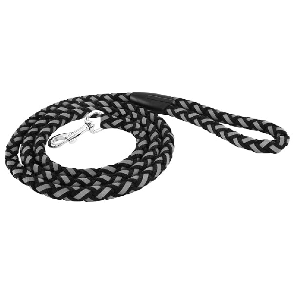 RUFFIN&#39;IT 80132-1 Reflective Safety Leash, 6 ft L, 5/8 in W, Nylon Line, Black, L Breed