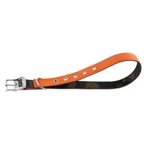 RUFFIN&#39;IT 31301 Reversible Dog Collar, 12 to 16 in L Collar, 5/8 in W Collar, Nylon, Camouflage/Orange