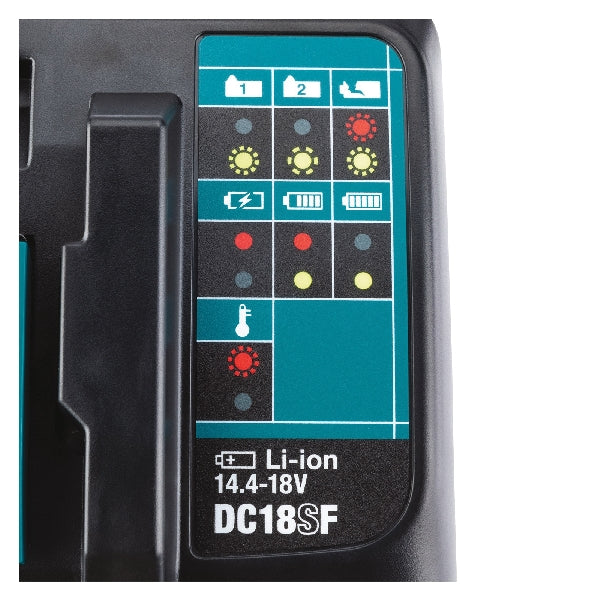 Makita DC18SF 4-Port Charger, 18 V Output, 2 to 3 Ah, 50 to 100 min Charge, 4-Battery, Battery Included: Yes