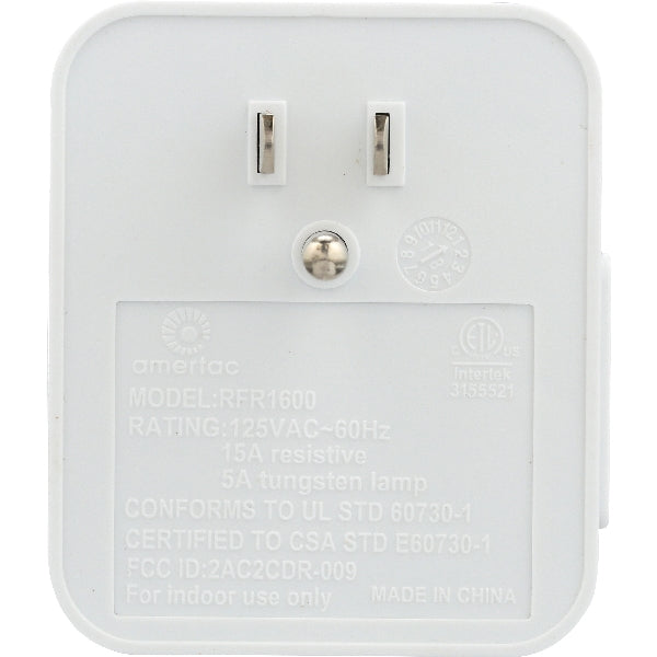 AmerTac RFK1600LC Wall Switch, 15 A, 1875 W, White