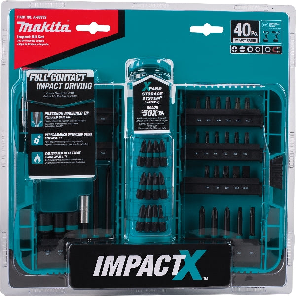 Makita ImpactX A-98332 Driver Bit Set, 40-Piece, Steel, Manganese Phosphate