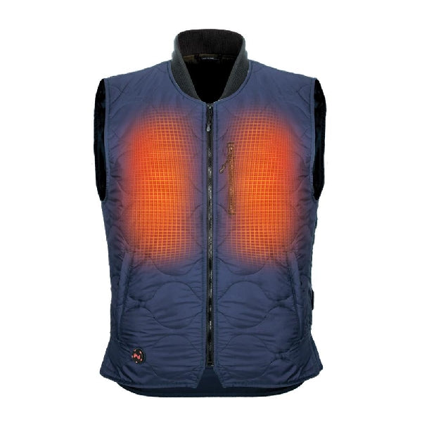 Mobile Warming Company Series MWJ18M17-07-04 Heated Vest, L, Nylon, Navy Blue, Rib-Knit Collar, Zipper Closure