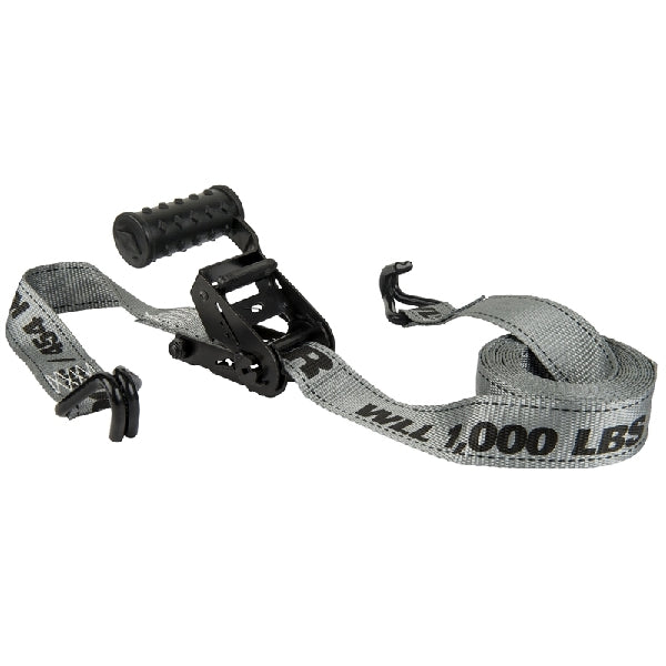 KEEPER Diamond Series 45545 Tie-Down, 1-1/2 in W, 12 ft L, Gray, 1000 lb Working Load, J-Hook End