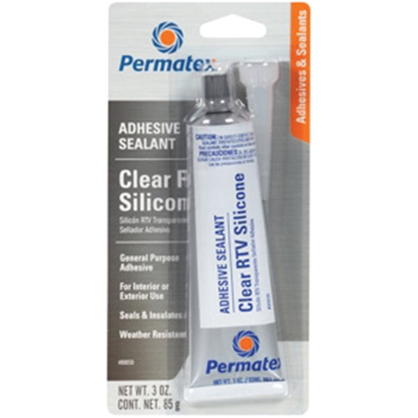 Permatex 59103 Silicone Adhesive Sealant, 3 oz Tube, Paste, Acetic Acid