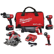 Load image into Gallery viewer, Milwaukee 2997-25 Power Tool Combination Kit, Battery Included, 18 V, 5-Tool, Lithium-Ion Battery
