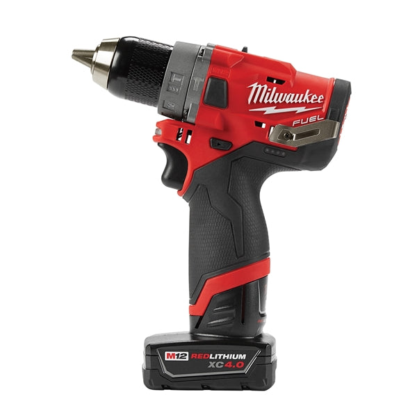 Milwaukee 2504-22 Hammer Drill Kit, Battery Included, 12 V, 2, 4 Ah, 1/2 in Chuck, Ratcheting Chuck