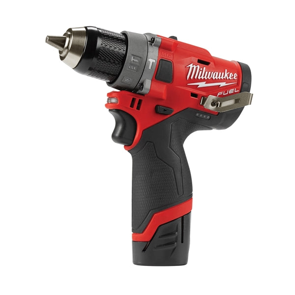 Milwaukee 2504-22 Hammer Drill Kit, Battery Included, 12 V, 2, 4 Ah, 1/2 in Chuck, Ratcheting Chuck