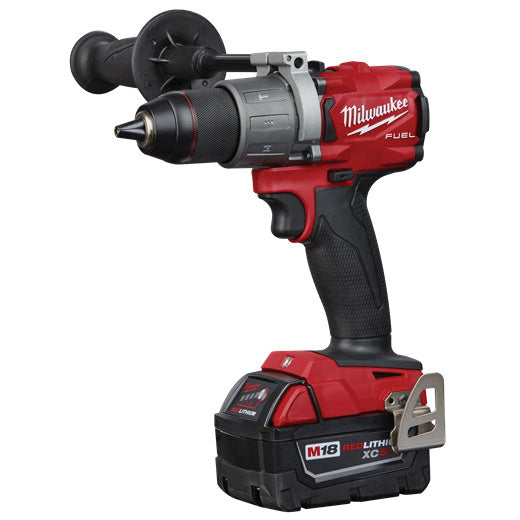 Milwaukee M18 FUEL 2804-22 Hammer Drill Kit, Battery Included, 18 V, 5 Ah, 1/2 in Chuck, Ratcheting Chuck