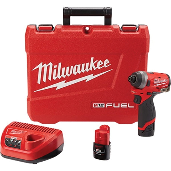 Milwaukee 2553-22 Impact Driver Kit, Battery Included, 12 V, 2 Ah, 1/4 in Drive, Hex Drive, 4000 ipm