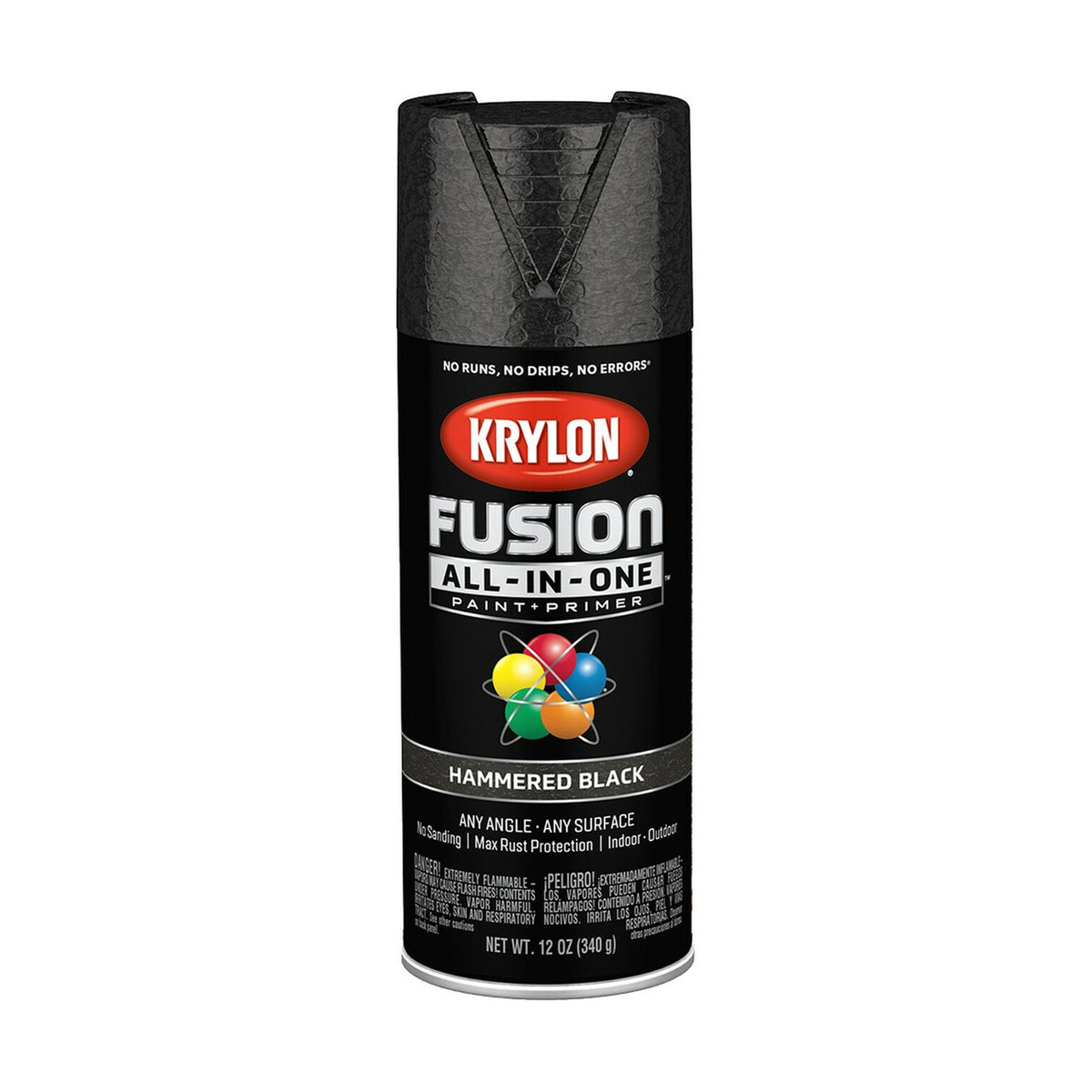 Krylon Fusion K02782007 Primer and Spray Paint, Black, 12 oz, Aerosol Can