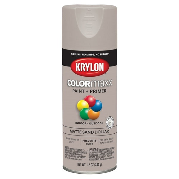 Krylon K05600007 Enamel Spray Paint, Matte, Sand Dollar, 12 oz, Can