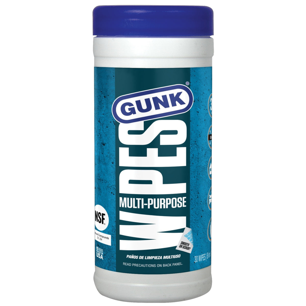 GUNK MPDW30 Multi-Purpose Wipes, 8 in L, 12 in W, Citrus