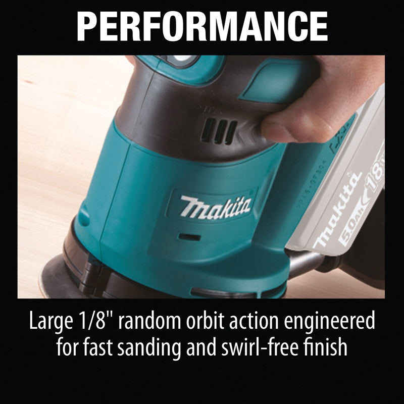 Makita XOB01Z Random Orbit Sander, 5 in Pad/Disc, Hook and Loop Pad/Disc