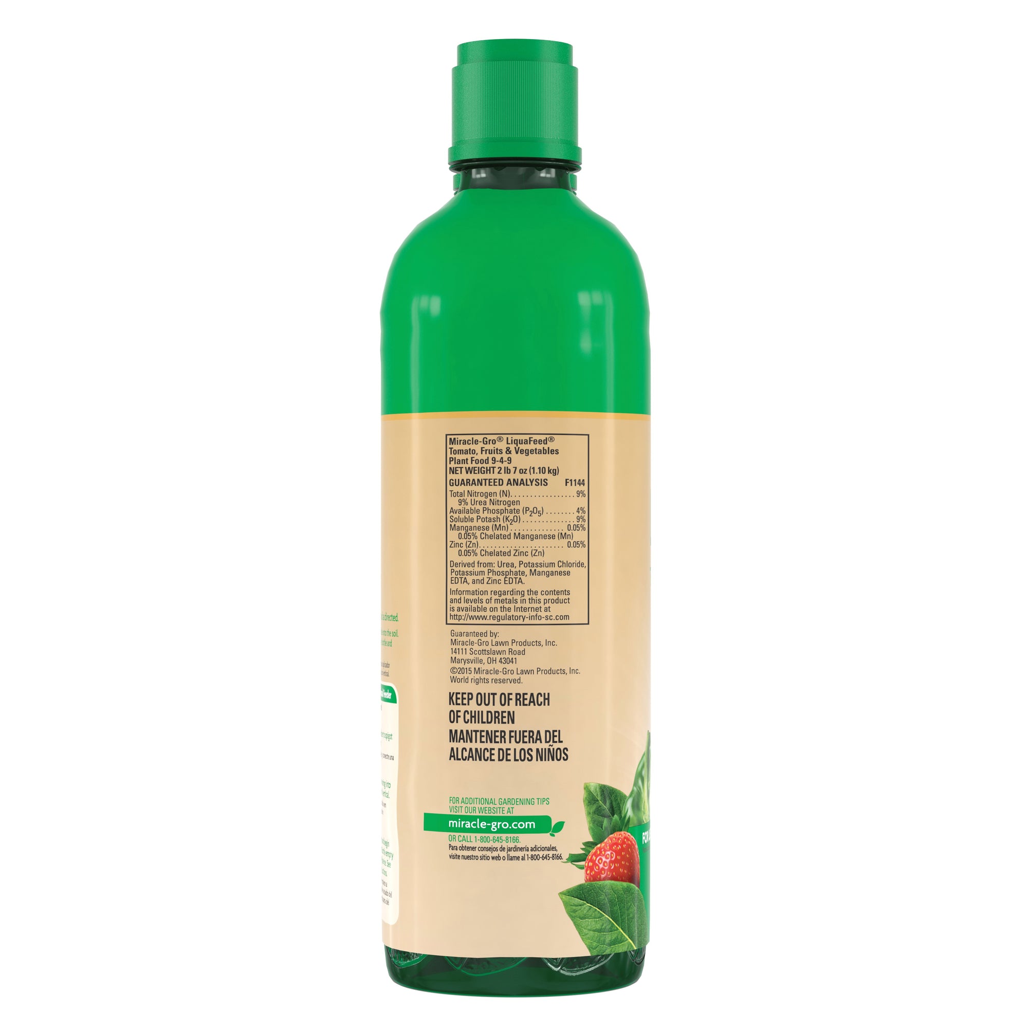 Miracle-Gro LiquaFeed 1004402 Tomato/Fruit and Vegetable Plant Food, 16 oz Bottle, Liquid, 9-4-9 N-P-K Ratio