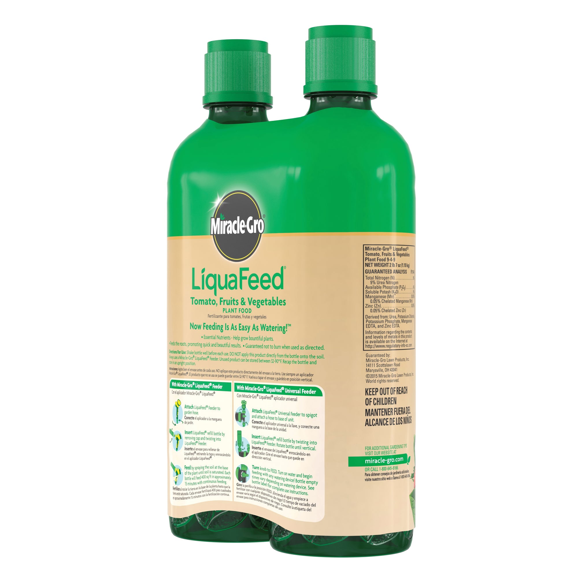 Miracle-Gro LiquaFeed 1004402 Tomato/Fruit and Vegetable Plant Food, 16 oz Bottle, Liquid, 9-4-9 N-P-K Ratio