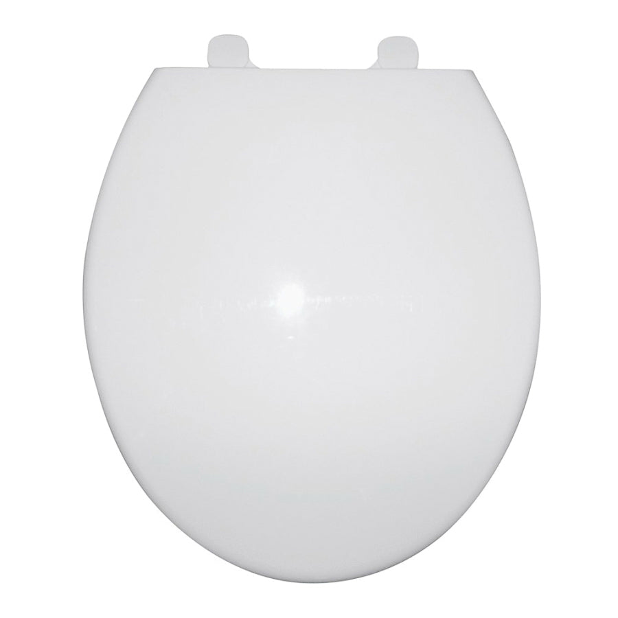 ProSource Q-328-WH Toilet Seat, Round, Polypropylene, White, Plastic Hinge