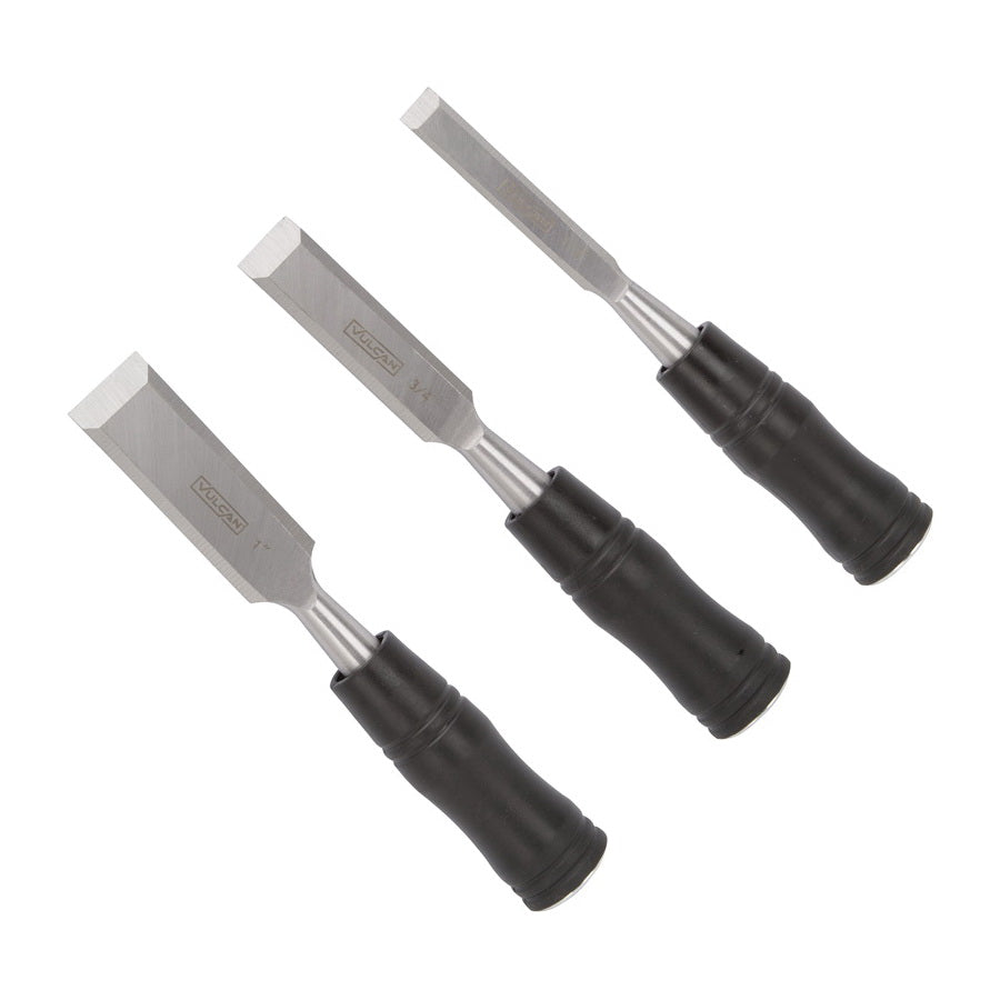 Vulcan JL13210 Chisel Set, 3-Piece, Steel/Wood, Polished, Black