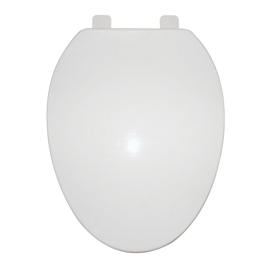 ProSource Q-019-WH Toilet Seat, Elongated, Polypropylene, White, Plastic Hinge