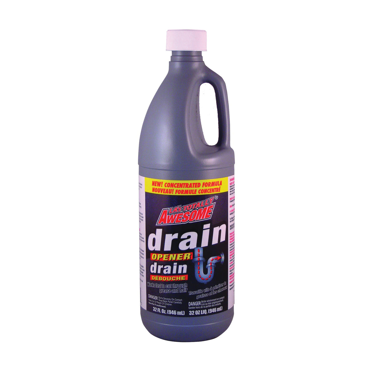 LA&#39;s TOTALLY AWESOME 216 Drain Opener, Liquid, Clear, Light Lemon, 32 oz Bottle