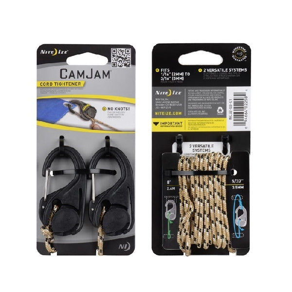 Nite Ize NCJ2-25-2R3 Cord Tightener, Plastic/Rubber, Black, For: 1/16 to 3/16 in Rope