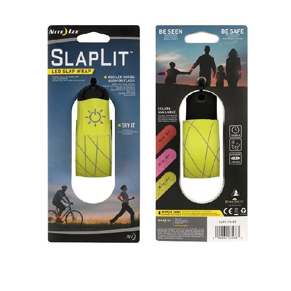 Nite Ize SlapLit Series SLP2-33-R3 LED Slap Wrap, 3 V Battery, Lithium Battery, LED Lamp, 100 hr Run Time, Neon Yellow