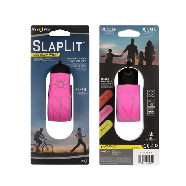 Nite Ize SlapLit Series SLP2-35-R3 LED Slap Wrap, 3 V Battery, Lithium Battery, LED Lamp, 100 hr Run Time, Neon Pink