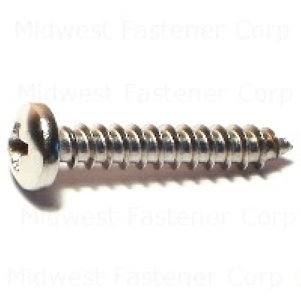 MIDWEST FASTENER 05110 Screw, #8-15 Thread, 1 in L, Coarse Thread, Pan Head, Phillips Drive, Stainless Steel, 100 PK