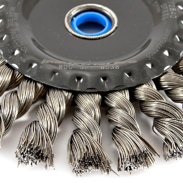 Forney 72840 Wire Wheel Brush, 1/2 to 5/8 in Arbor/Shank, Knotted Bristle, 0.02 in Dia Bristle, Steel Bristle