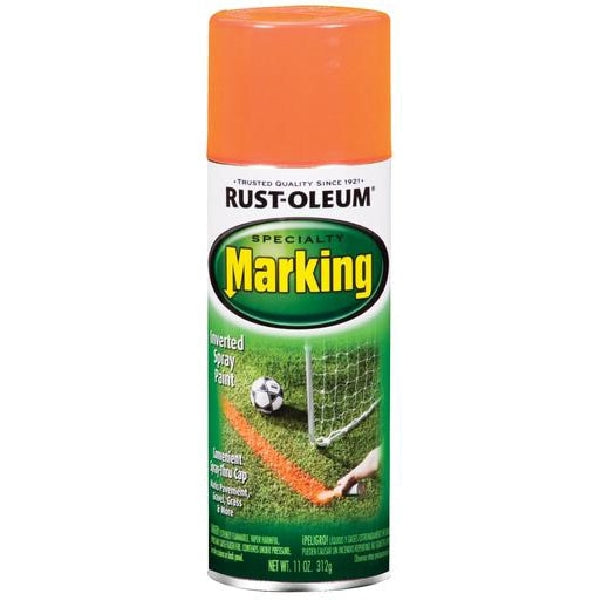 RUST-OLEUM SPECIALTY 1987830 Marking Spray Paint, Flat, Fluorescent Orange, 11 oz, Aerosol Can
