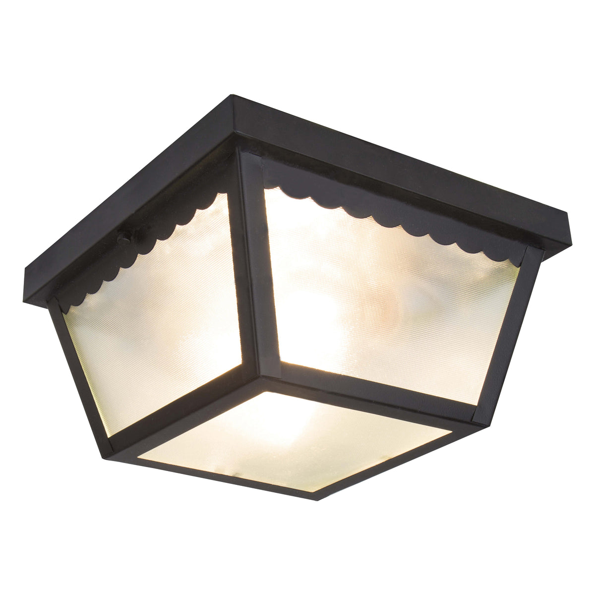 Boston Harbor Two Light Flush Mount Porch Light, 120 V, 60 W, 2-Lamp, A19 or CFL Lamp, Black Fixture