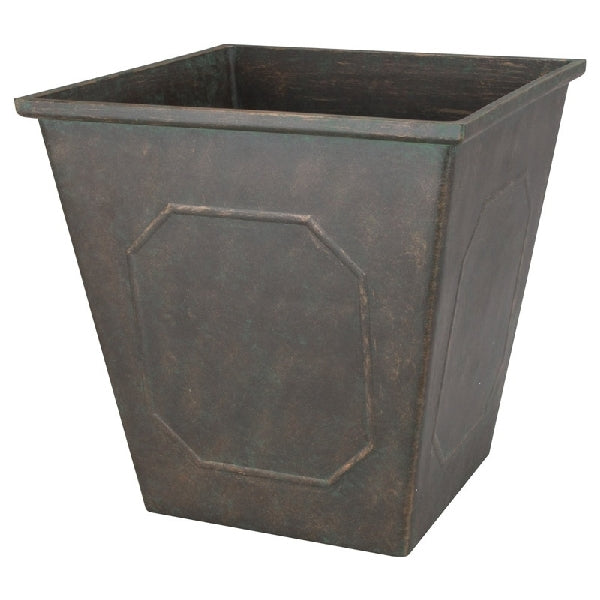 Landscapers Select Planter, 14 in W, 14 in D, Square, Resin, Metallic