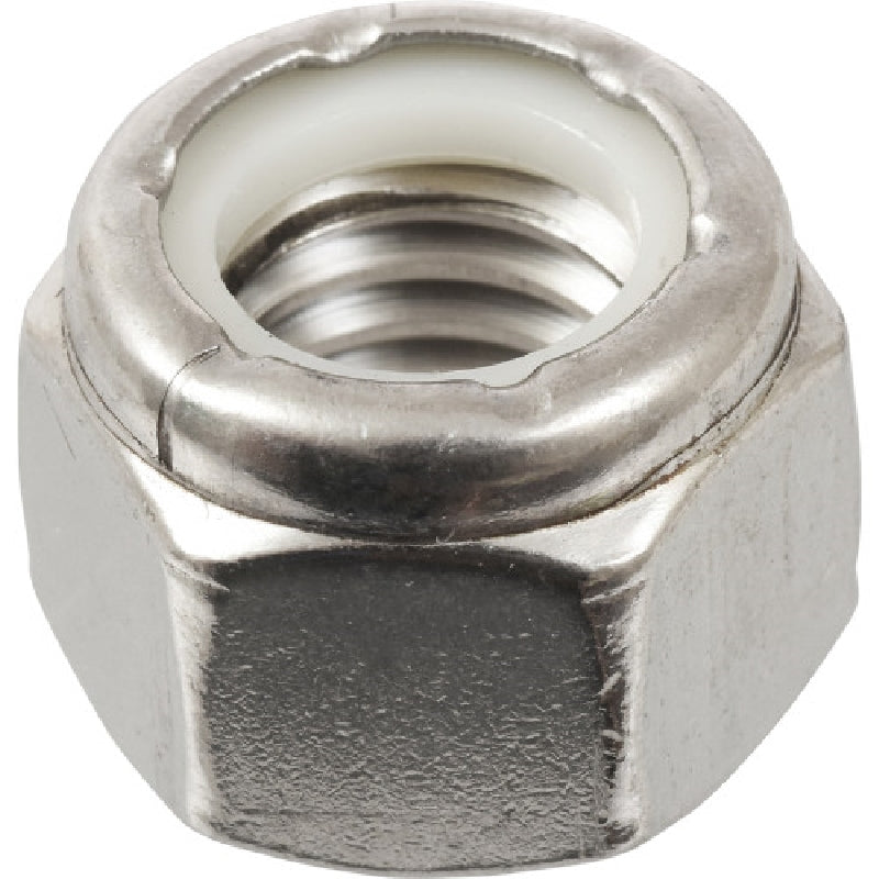 HILLMAN 829728 Stop Nut, Nylon Insert, Coarse Thread, Stainless Steel