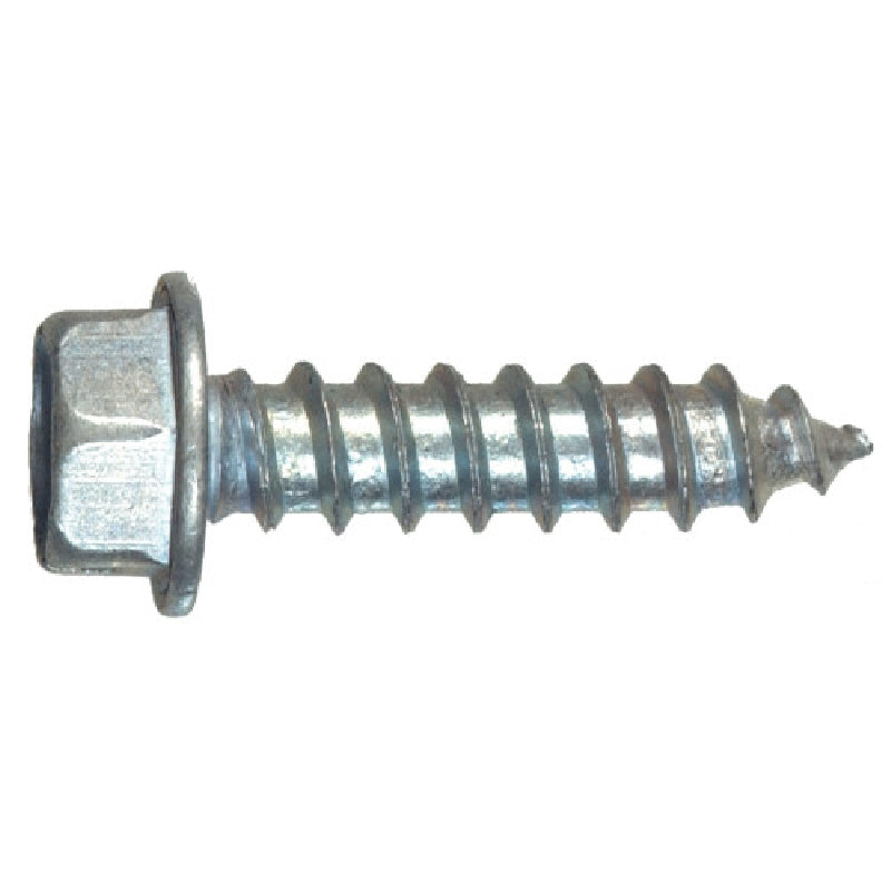 HILLMAN 40998 Screw, #6 Thread, 3/8 in L, Washer Head, Hex, Slotted Drive, Sharp Point, Zinc-Plated, 100 PK