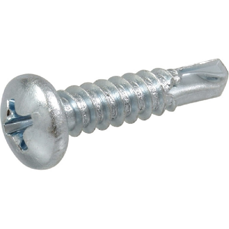 HILLMAN 41516 Screw, #10 Thread, 3/4 in L, Coarse Thread, Pan Head, Phillips Drive, Self-Drilling Point, Zinc-Plated