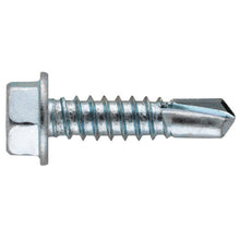 Load image into Gallery viewer, HILLMAN 41644 Screw, #8 Thread, 1-1/4 in L, Coarse Thread, Washer Head, Hex Drive, Self-Drilling Point, Zinc-Plated
