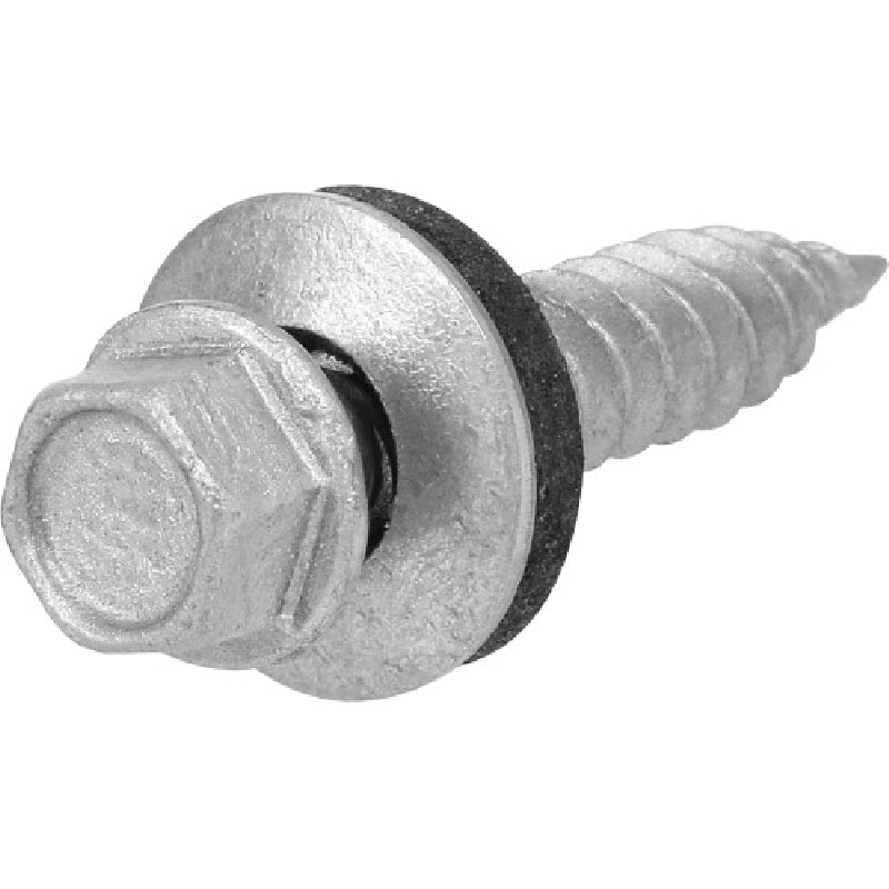 HILLMAN 41901 Sheeter Screw with Washer, #10 Thread, 2 in L, Washer Head, Hex Drive, Self-Piercing Point, Ceramic-Coated