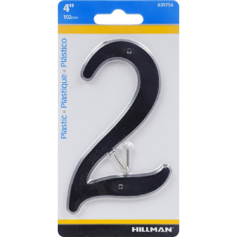 HILLMAN 839754 House Number, Character: 2, 4 in H Character, Black Character, Plastic