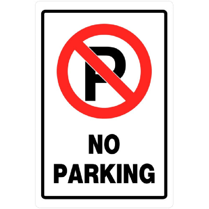 HILLMAN 840014 Graphic Sign, NO PARKING, Black/Red Legend, White Background, Plastic, 18 in W x 12 in H Dimensions