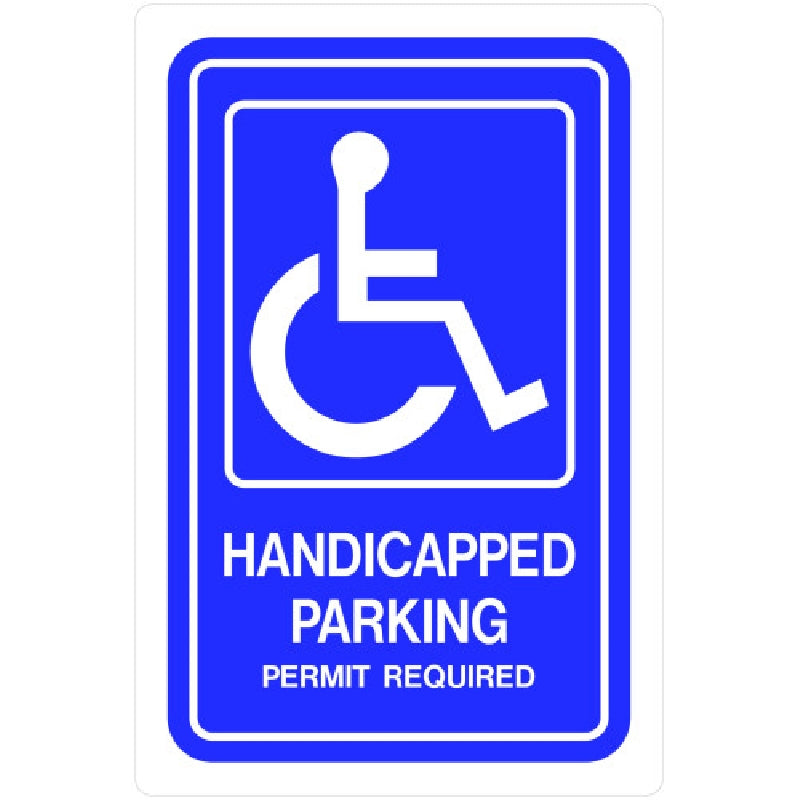 HILLMAN 843294 Sign, HANDICAPPED PARKING, Blue Background, Aluminum, 18 in W x 12 in H Dimensions