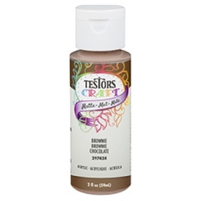 TESTORS 297438A Craft Paint, Matte, Brown, 2 oz, Bottle