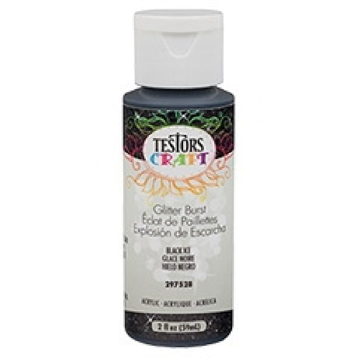 TESTORS 297528 Acrylic Craft Paint, Glitter Black Ice, 2 oz, Bottle