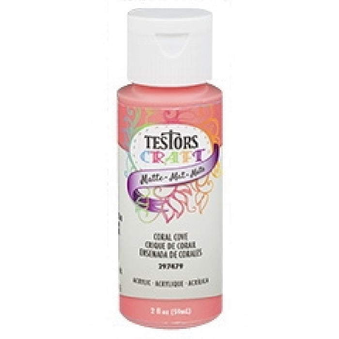 TESTORS 297479 Craft Paint, Matte, Coral Cove, 2 oz, Bottle