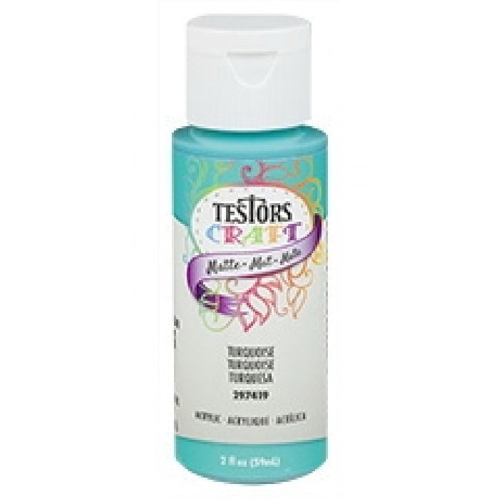 TESTORS 297419 Craft Paint, Matte, Turquoise, 2 oz, Bottle