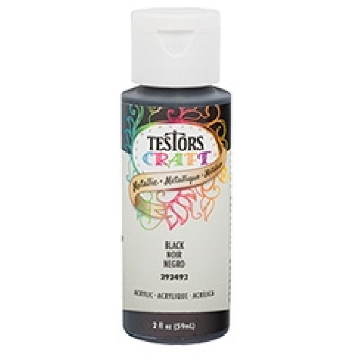 TESTORS 292492 Craft Paint, Metallic, Black, 2 oz, Bottle