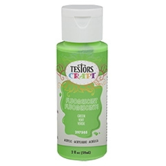 TESTORS 297505 Craft Paint, Fluorescent Green, 2 oz, Bottle