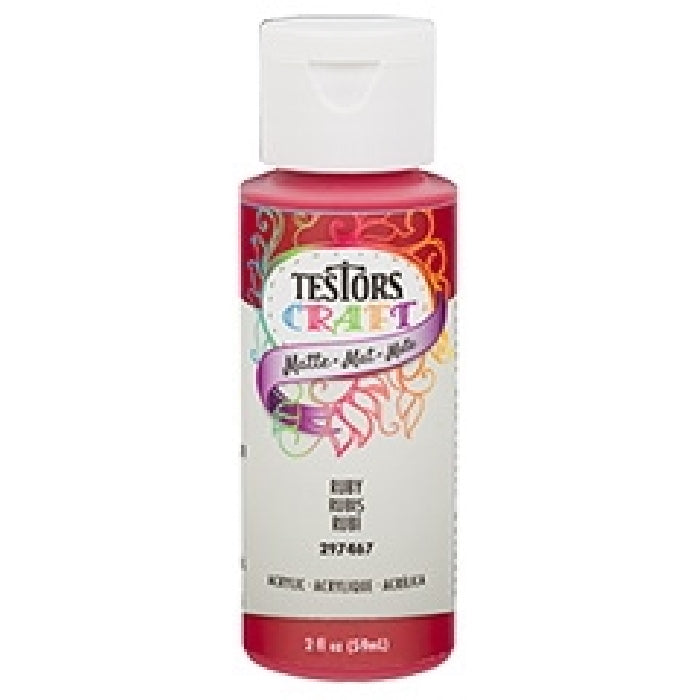 TESTORS 297467 Craft Paint, Matte, Ruby, 2 oz, Bottle