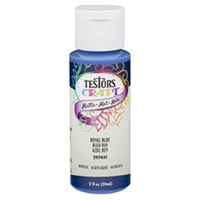 TESTORS 297431A Craft Paint, Matte, Royal Blue, 2 oz, Bottle