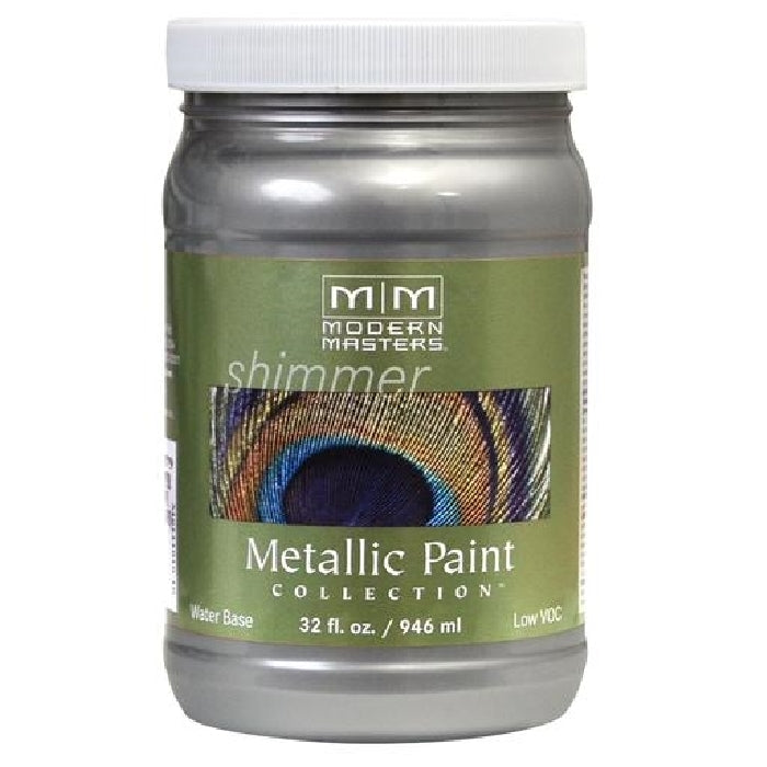 MODERN MASTERS ME59132 Metallic Paint, Metallic, Platinum, 1 qt, Container