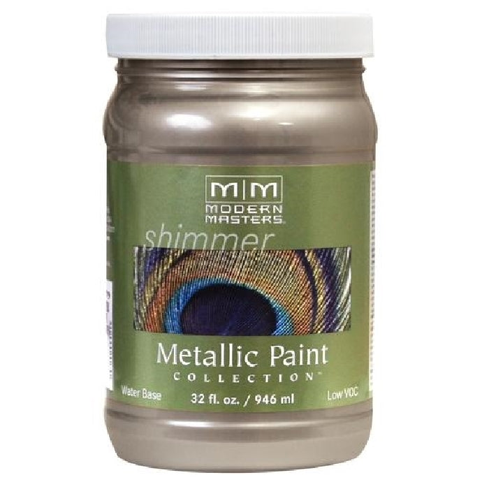 MODERN MASTERS ME22132 Metallic Paint, Metallic, Warm Silver, 1 qt, Container